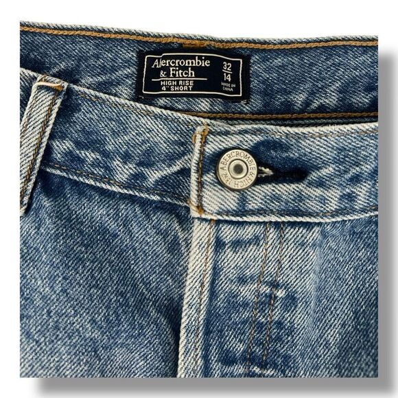 Abercrombie & Fitch High Rise 4” Button Fly Shorts Cut Off Denim Jeans Size 32 1 - Picture 6 of 6